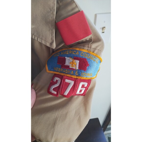 Vintage Boy Scouts of America Shirt  Beige Short Sleeve Nebraska Iowa Youth XL? - Picture 4 of 6